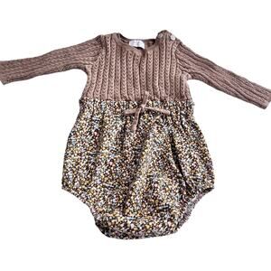 Hadas Baby Girl Knitted Combination Sweat Floral Romper size 6-9 months